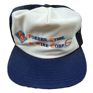 Vintage Farming Trucker Hat Cap Forbes Barb Wire Farm Puffy‎ USA 80s Snap Back